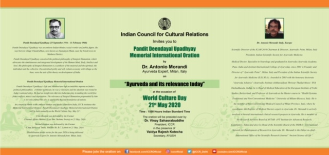 Celebration of World Culture Day on 21 May 2020 at 1500 Indian Time