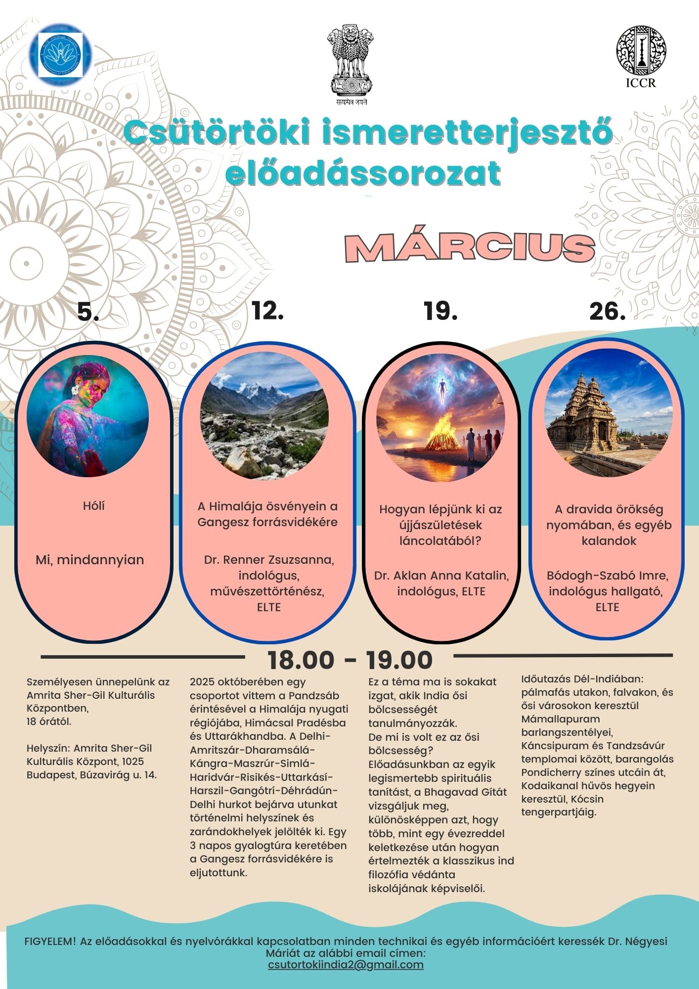 Csütörtöki előadássorozatunk márciusi programja