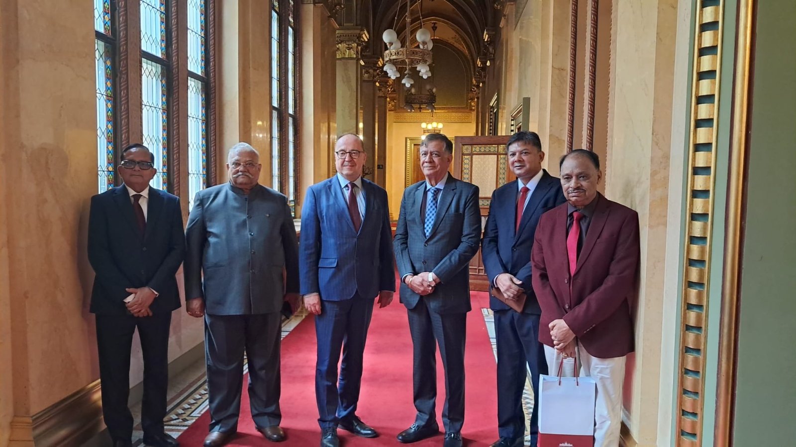 The visiting UP Legislative delegation, led by Speaker Shri Satish Mahana & Chairman Shri Kunwar Manvendra Singh, held warm discussions with Hungarian MPs, including Mr. Zsolt Németh, Chair of the Foreign Affairs Committee.