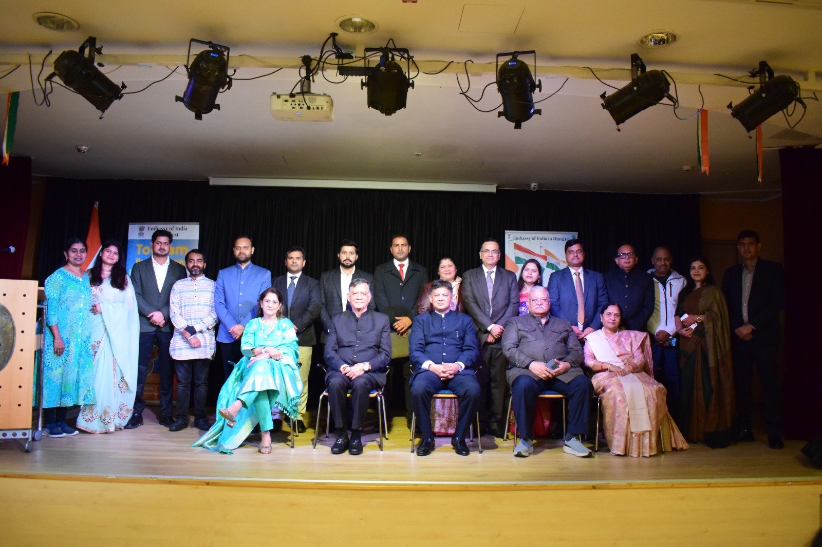 At a community reception held at  Embassy of India in Budapest, Hon’ble Speaker of Uttar Pradesh Legislative Assembly Shri Satish Mahana and Hon’ble Chairman of UP Legislative Council  Shri Kunwar Manvendra Singh interacted with the vibrant  Indian community members.