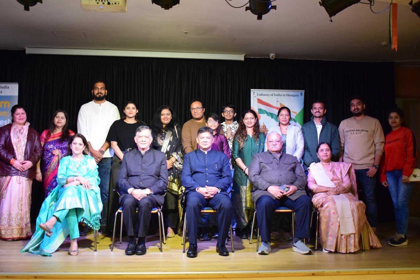 At a community reception held at  Embassy of India in Budapest, Hon’ble Speaker of Uttar Pradesh Legislative Assembly Shri Satish Mahana and Hon’ble Chairman of UP Legislative Council  Shri Kunwar Manvendra Singh interacted with the vibrant  Indian community members.