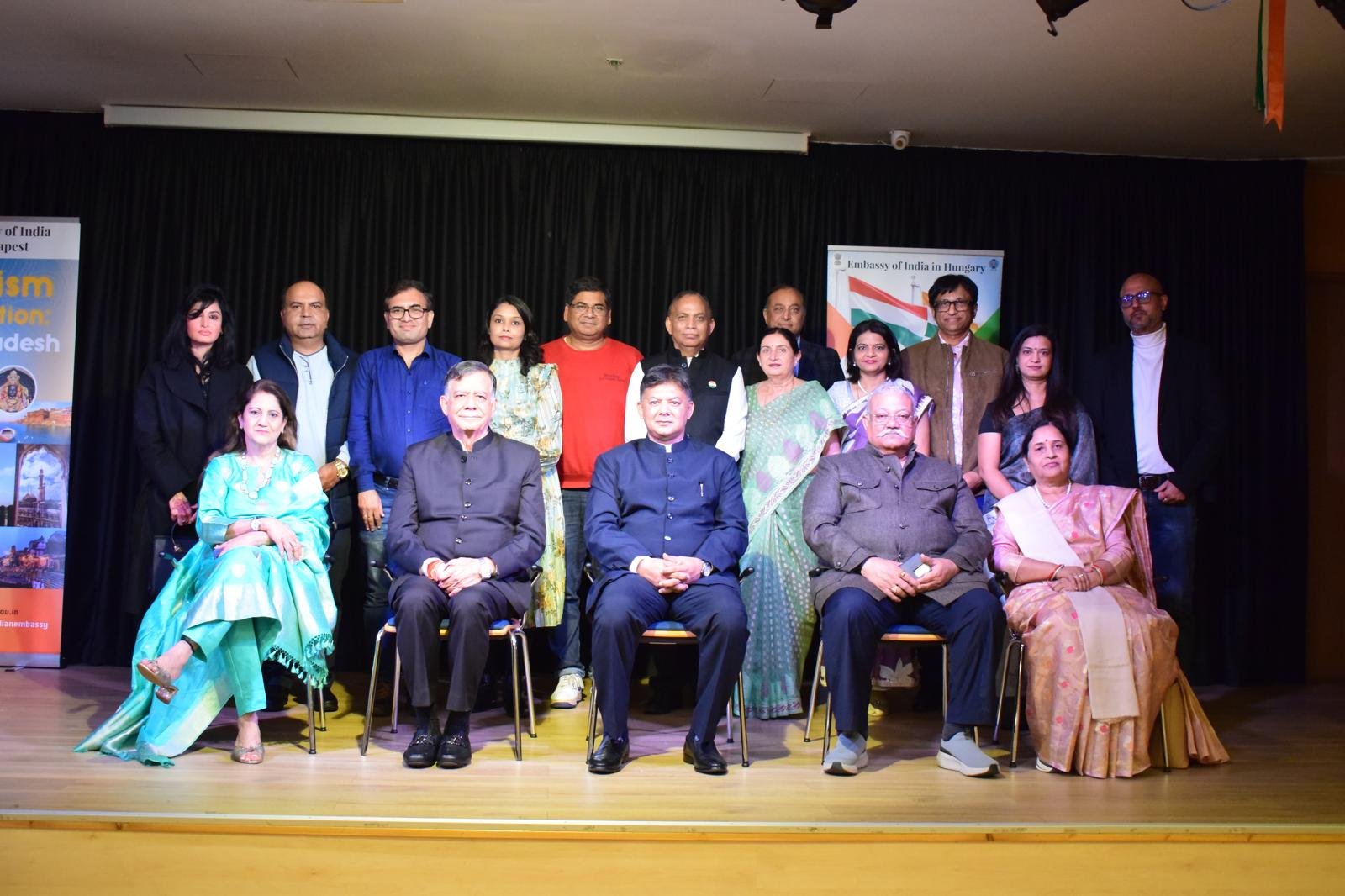 At a community reception held at  Embassy of India in Budapest, Hon’ble Speaker of Uttar Pradesh Legislative Assembly Shri Satish Mahana and Hon’ble Chairman of UP Legislative Council  Shri Kunwar Manvendra Singh interacted with the vibrant  Indian community members.