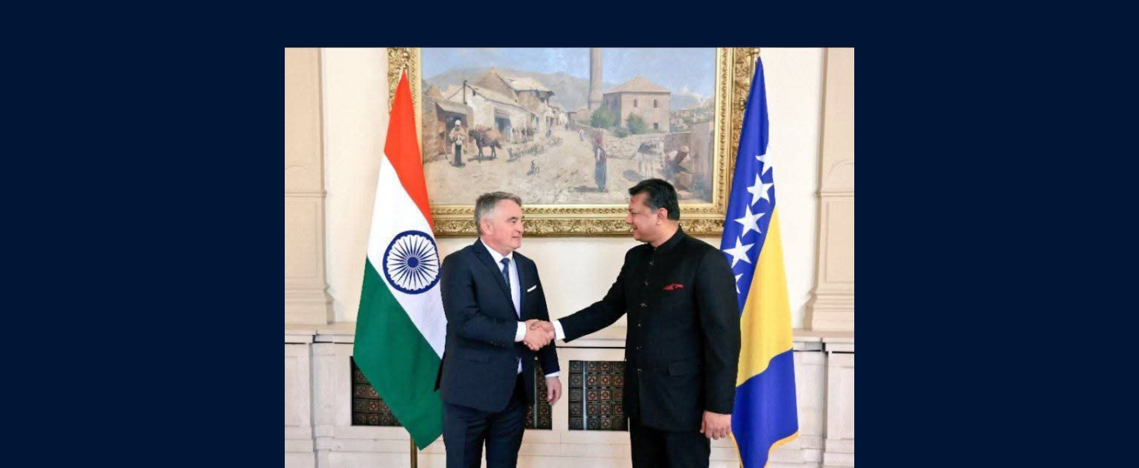 H.E. Shri Anshuman Gaur, Ambassador, presented his credentials to H.E. Željko Komšić, Chairman of the Presidency of Bosnia and Herzegovina, during a ceremonial event held in Sarajevo.