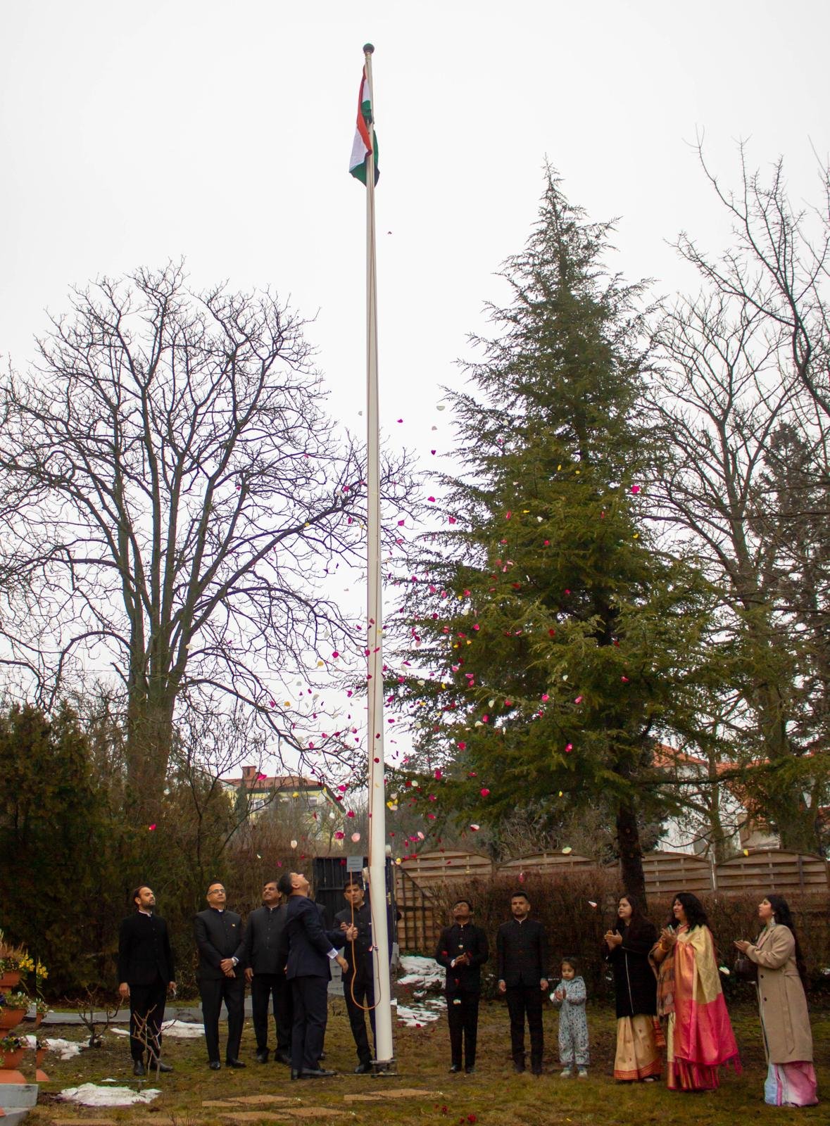 The Embassy of India in Budapest celebrated the 77th Republic Day of India at the Embassy premises on 26 January 2026 with grace and enthusiasm.  The National Flag was unfurled by Ambassador Shri Anshuman Gaur, followed by the singing of the National Anthem. The Ambassador read excerpts of the Address to the Nation delivered by the Hon’ble President of India before the gathering comprising members of Indian diaspora as well as distinguished friends of India.  He also extended his warm greetings and best wishes to the Indian community, underscoring the historical importance and constitutional significance of Republic Day and India’s enduring values of democracy, unity, and sovereignty.